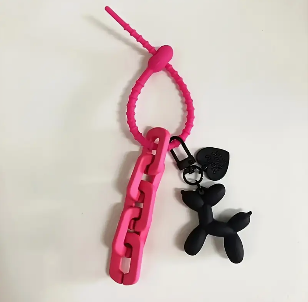 Balloon Dog Ключодържател с верига - циклама и черно