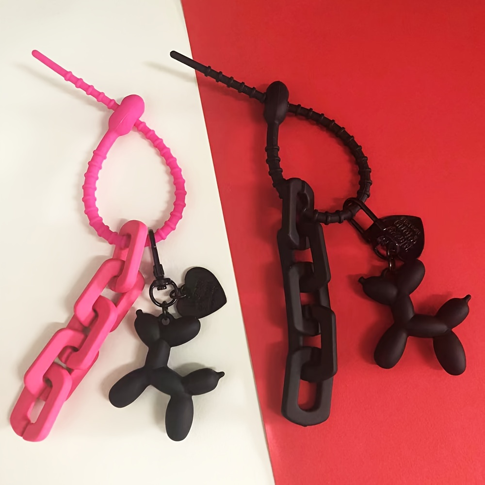 Balloon Dog Ключодържател с верига - циклама и черно