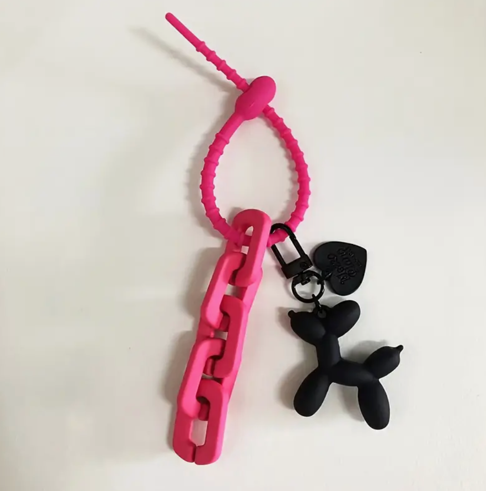 Balloon Dog Ключодържател с верига - циклама и черно