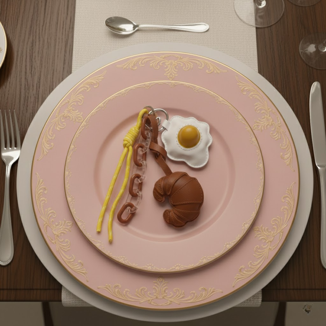 'Egg & Croissant' висулка за чанта