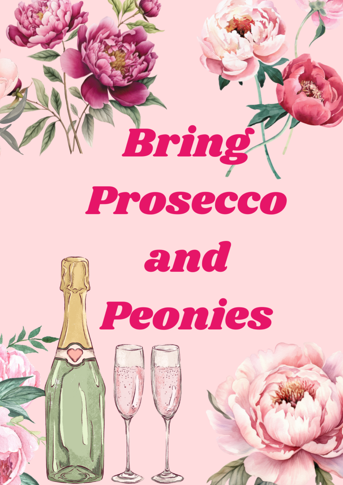 'Bring Prosecco and Peonies' Картичка