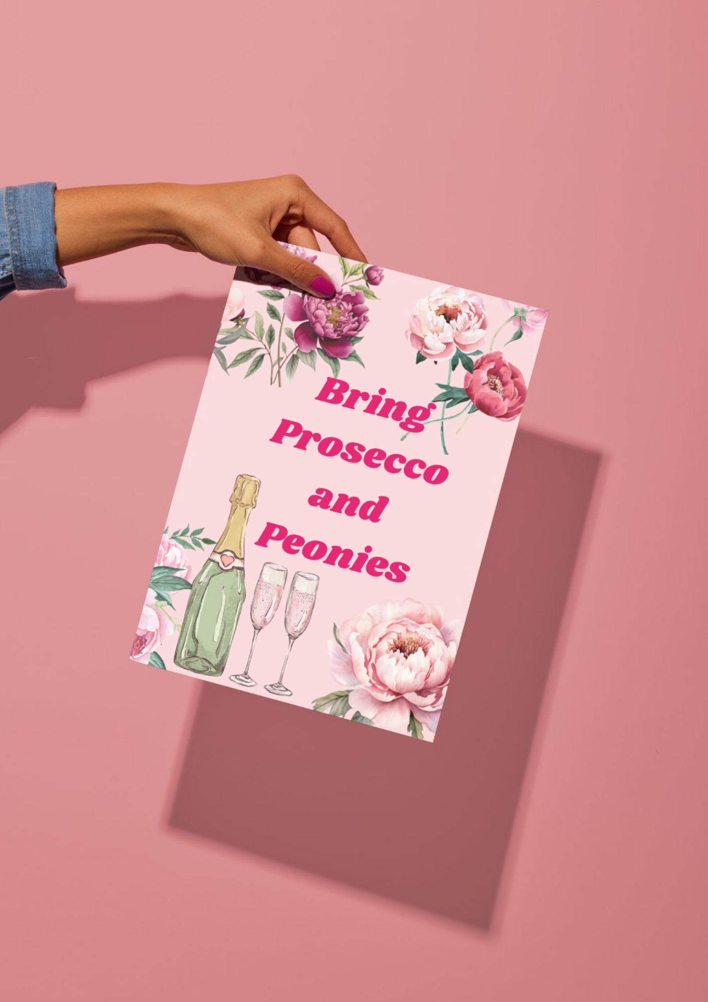'Bring Prosecco and Peonies' Картичка
