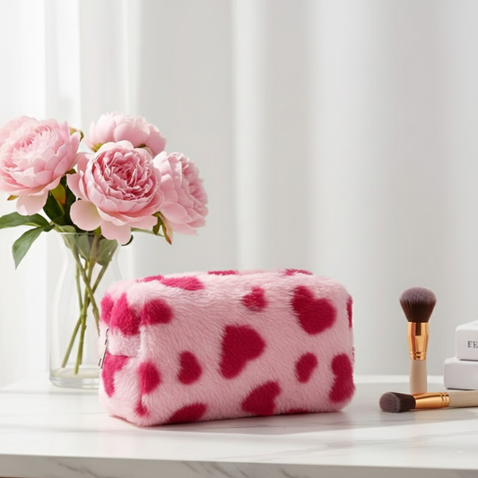 Plush несесер с розови сърца