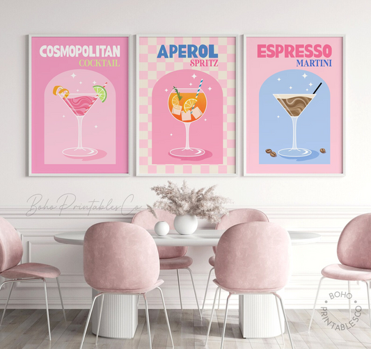 Комплект постери "The Cocktail Trio" 30 x 40 см