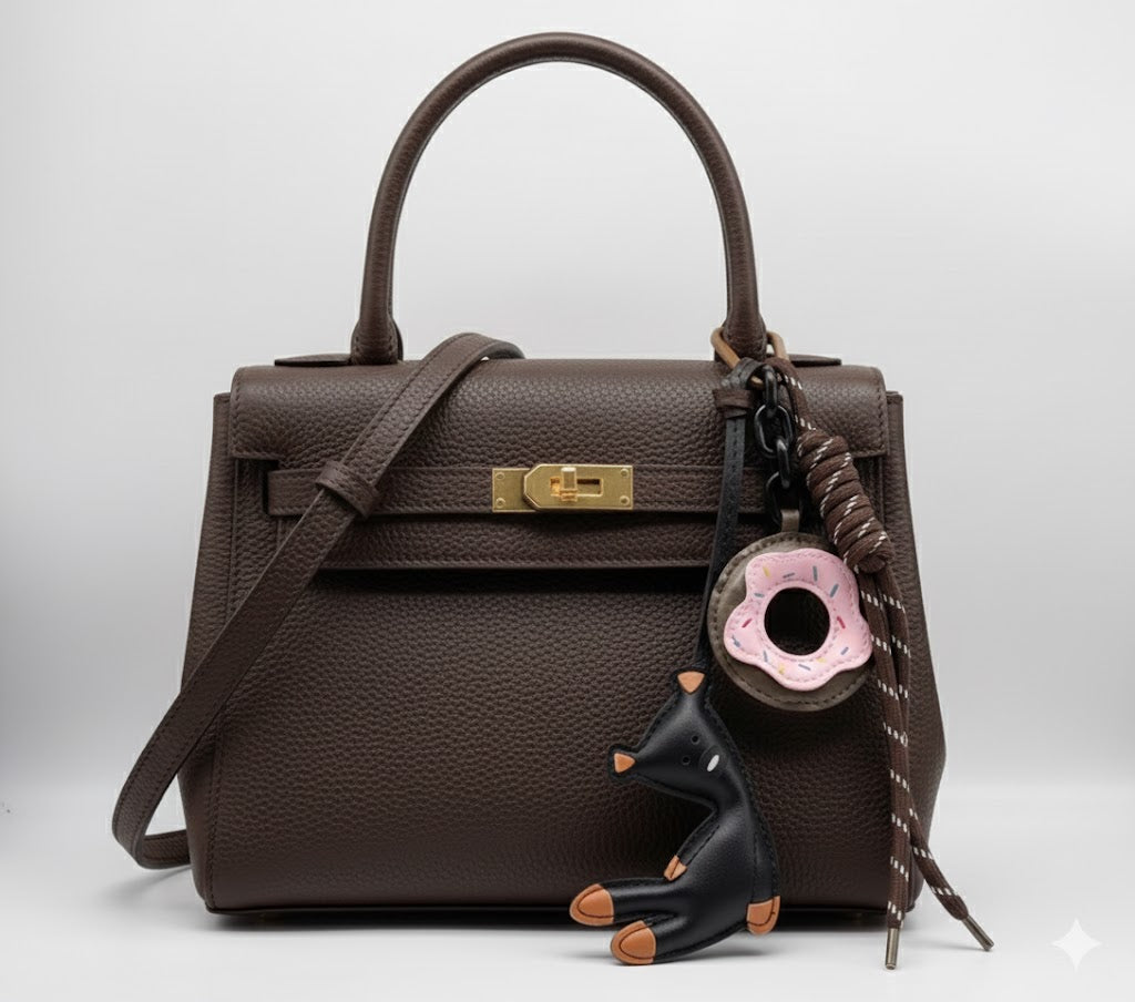 Black Teddy Bear & Pink Donut Висулка